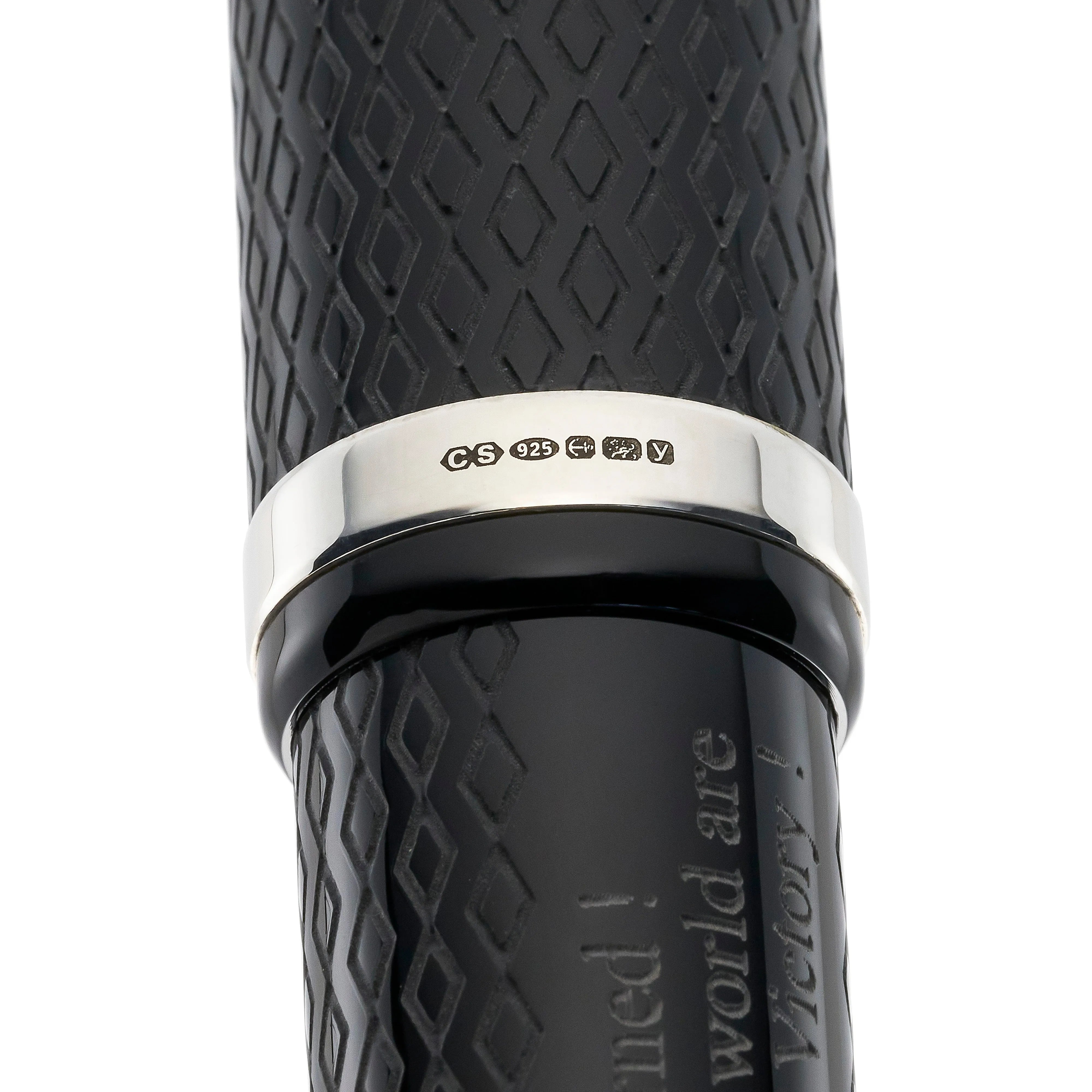 Close-up of the sterling silver hallmark band on the D-Day 80th Anniversary Pen
